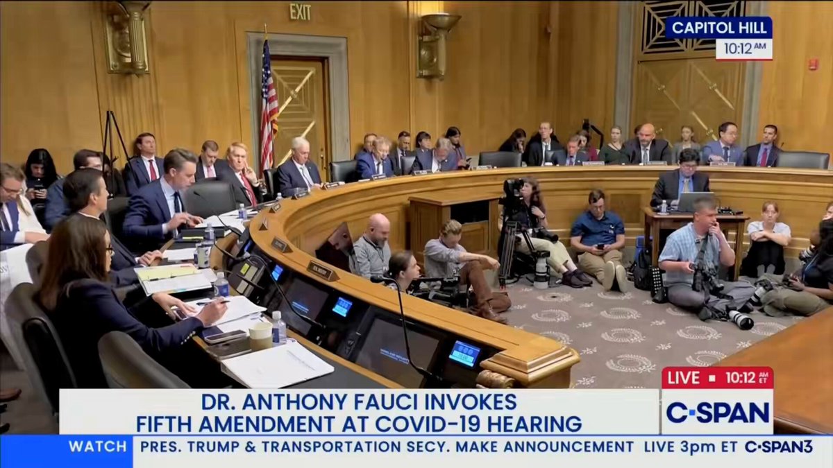 C-SPAN hearing thumbnail saying Dr Anthony Fauci invokes Fifth Amendment at COVID-19 hearing