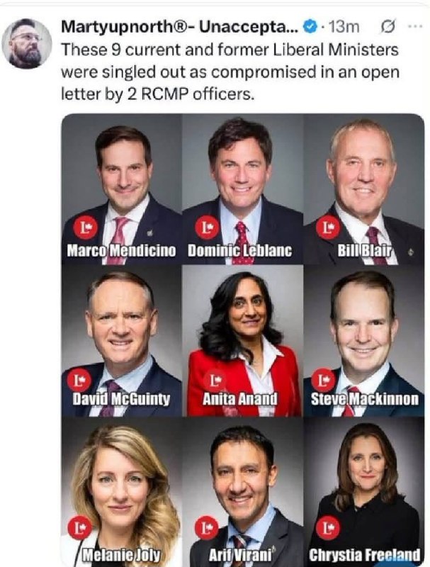 Screenshot of Martyupnorth post naming nine Liberal ministers